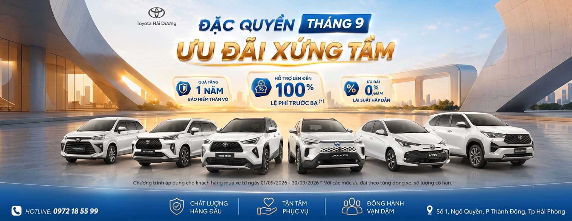THÁNG 9 – ĐẶC QUYỀN XỨNG TẦM, RƯỚC XE NHƯ Ý CÙNG TOYOTA