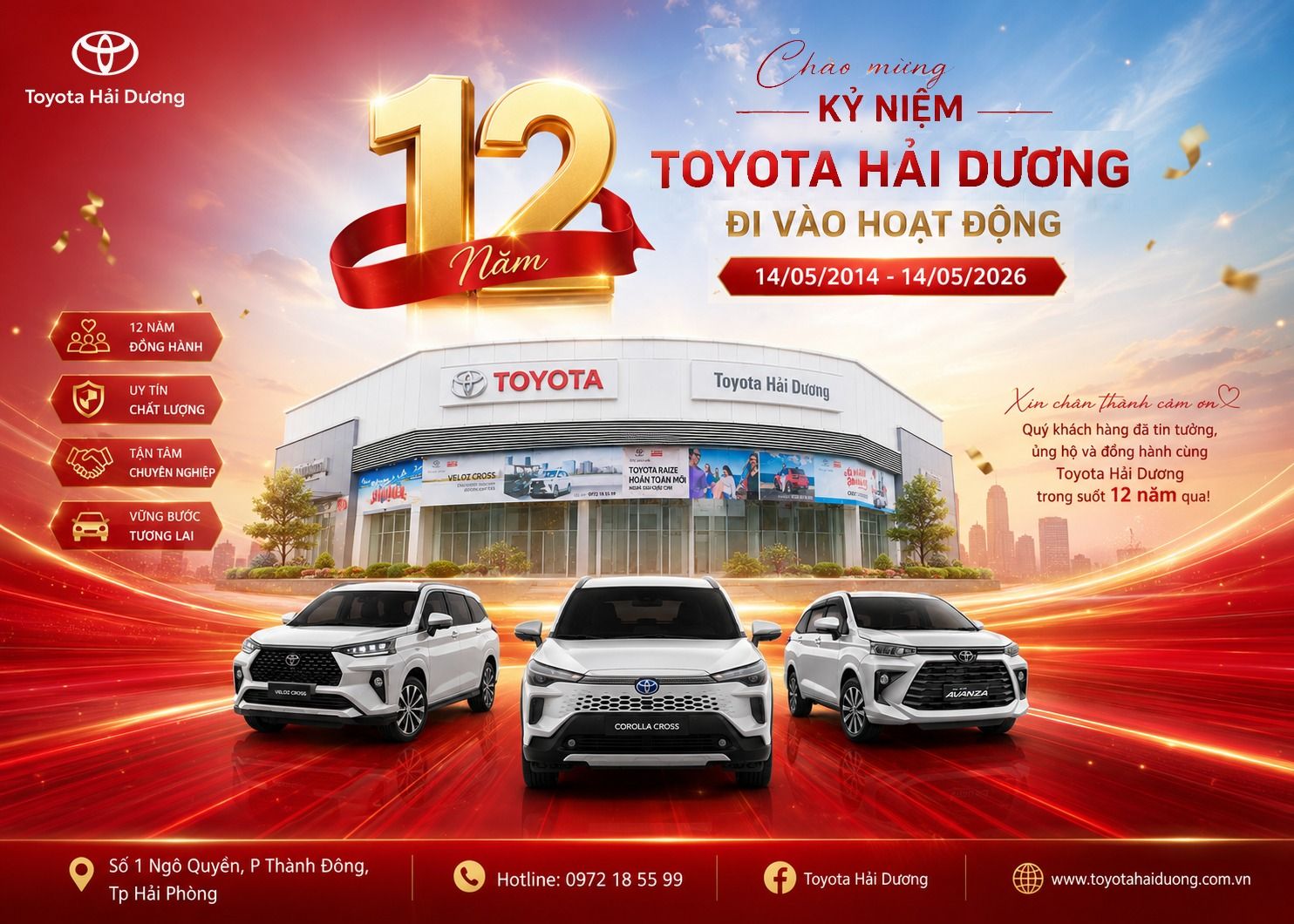 CHÚC MỪNG TOYOTA HẢI DƯƠNG – 12 NĂM VỮNG BƯỚC VƯƠN XA
