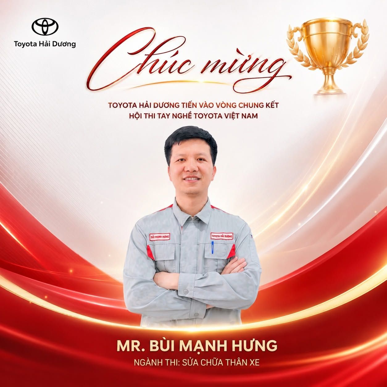 CHÚC MỪNG TOYOTA HẢI DƯƠNG TIẾN VÀO VÒNG CHUNG KẾT HỘI THI TAY NGHỀ TOYOTA VIỆT NAM 2026