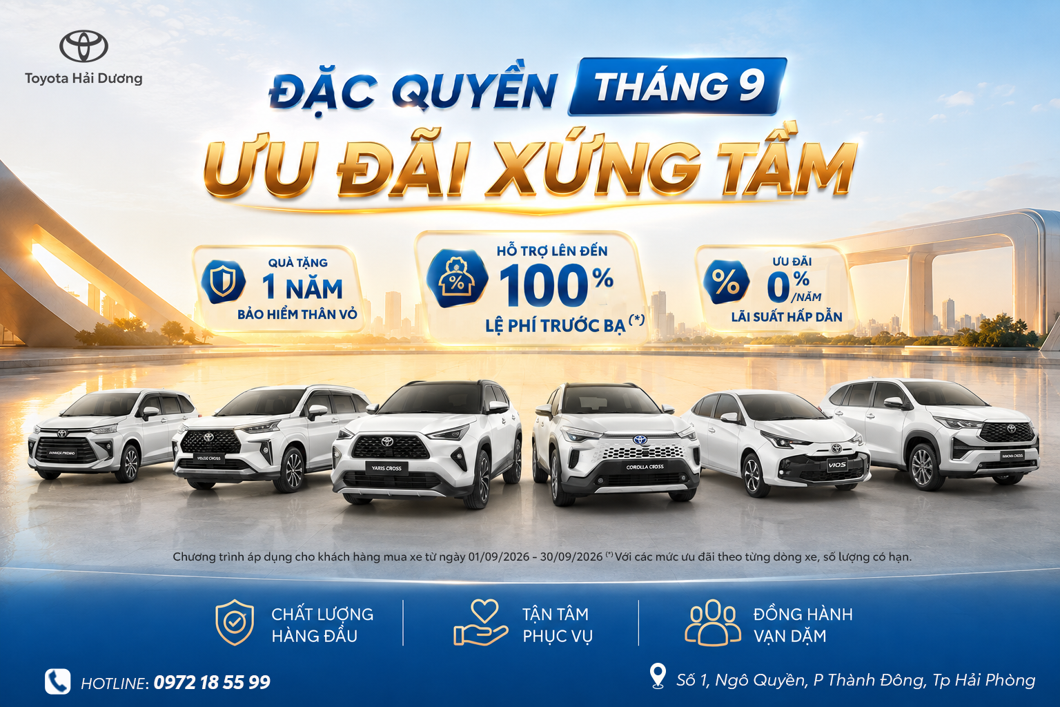 THÁNG 9 – ĐẶC QUYỀN XỨNG TẦM, RƯỚC XE NHƯ Ý CÙNG TOYOTA
