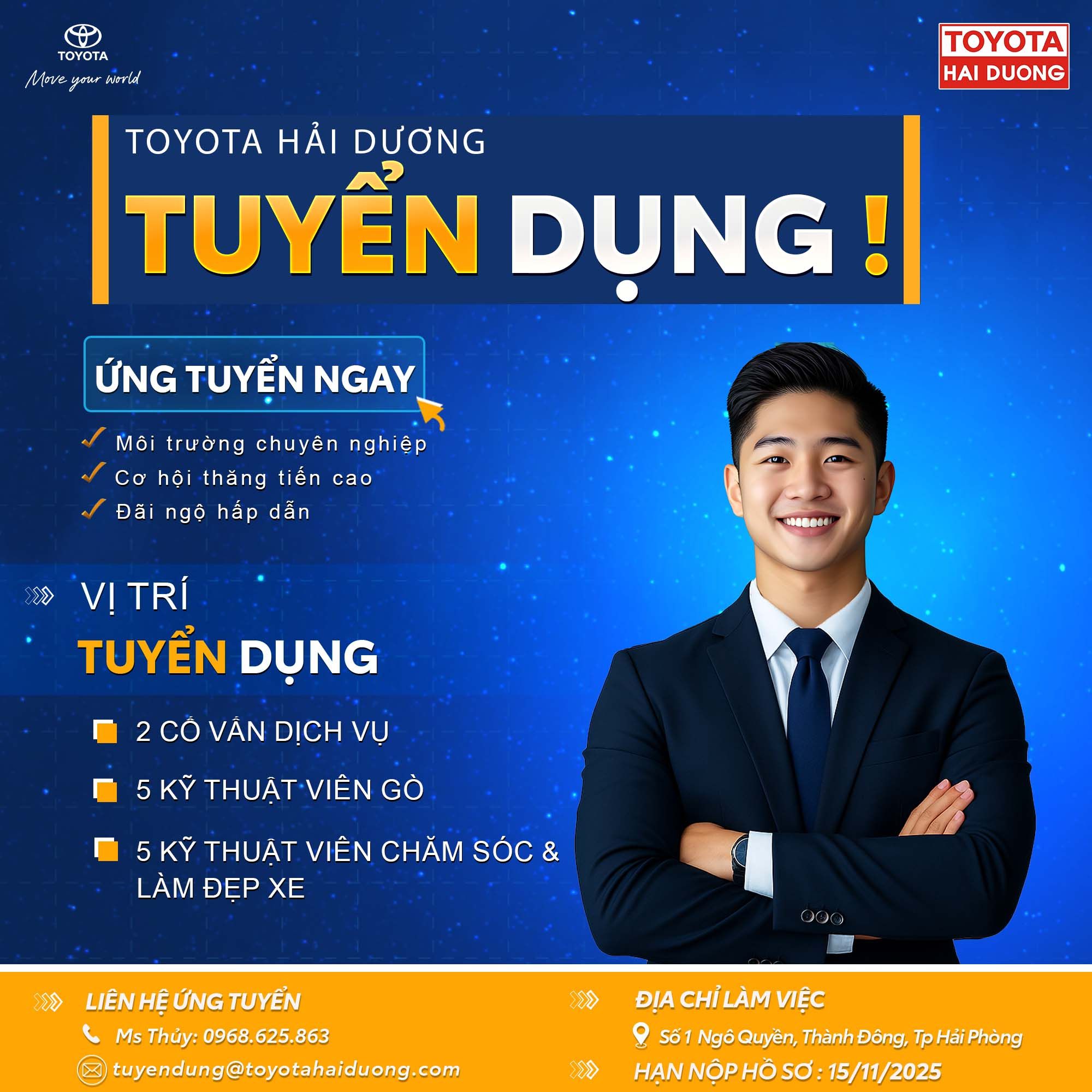 TOYOTA HẢI DƯƠNG THÔNG BÁO TUYỂN DỤNG THÁNG 11