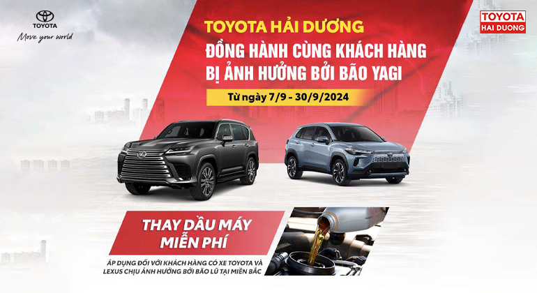 TOYOTA VIỆT NAM THAY DẦU MIỄN PHÍ CHO KHÁCH HÀNG CÓ XE CHỊU ẢNH HƯỞNG BỞI BÃO LŨ