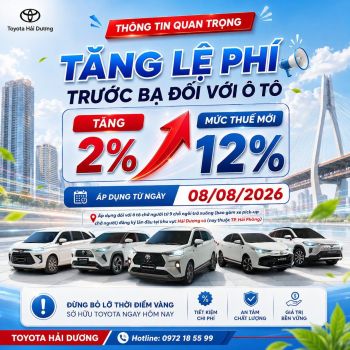 CHÍNH THỨC: LỆ PHÍ TRƯỚC BẠ Ô TÔ TĂNG LÊN 12%